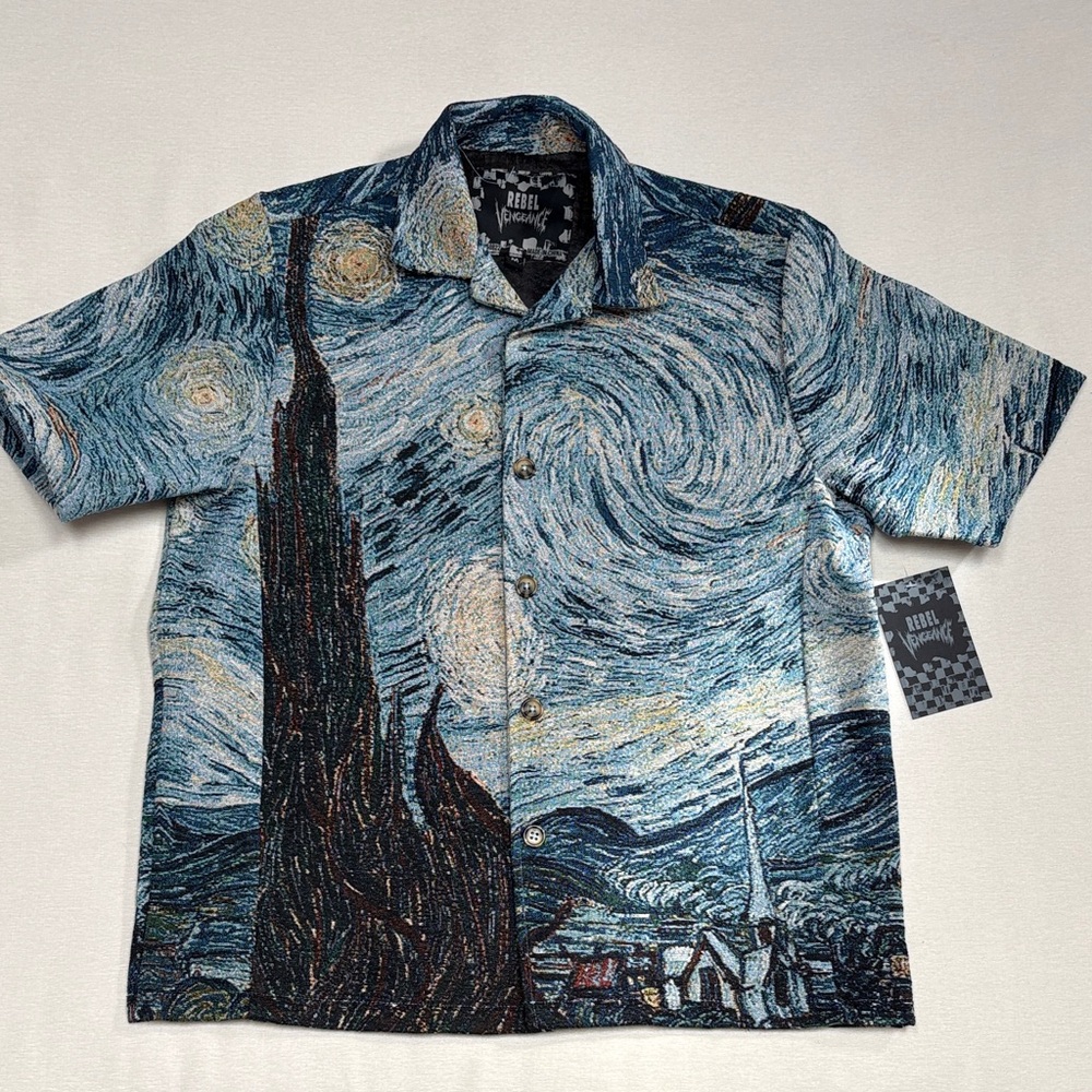 Vincent Van Gogh Starry Night Tapestry button down Shirt - ART WEAR